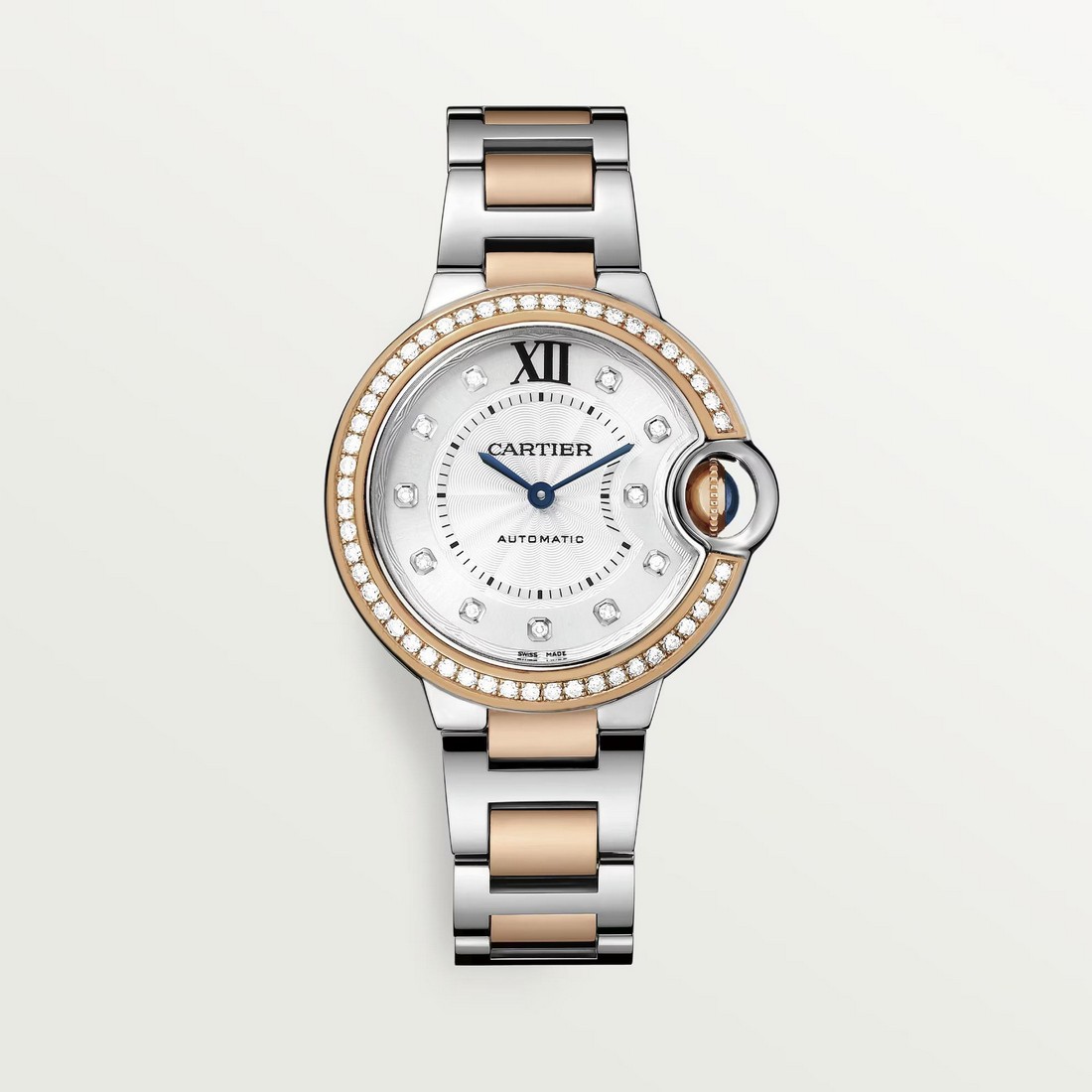 Đồng Hồ Cartier Ballon Bleu De Cartier Watch 33mm Nữ Xám Vàng Hồng